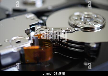 Inside the broken hard drive Stock Photo