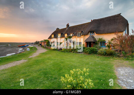 Pretty Cottages at Porlock Weir Stock Photo