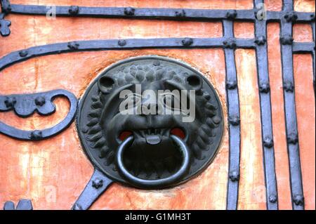 Door knocker in Marburg, a university town in the German federal state (Bundesland) of Hessen, capital of the Marburg-Biedenkopf Stock Photo