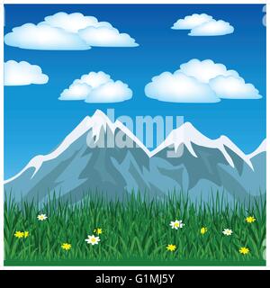 Year glade on background of the high mountains Stock Vector