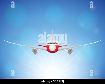 Airplane flying on blue sky Stock Vector Image & Art - Alamy