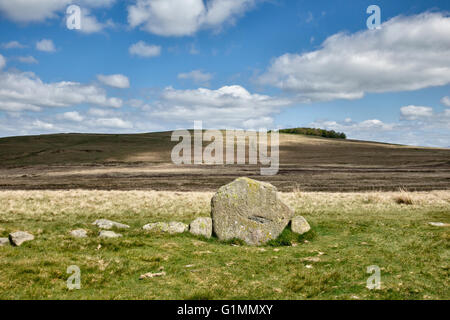 Above Ullswater (in the Lake District), Cumbria, UK. The Cockpit stone circle (Bronze Age) on Moor Divock Stock Photo