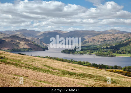 Ullswater (in the Lake District), Cumbria, UK. View over the lake towards Glenridding and Helvellyn in springtime (May) Stock Photo
