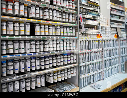 Art and artist supplies in an art supply store Stock Photo