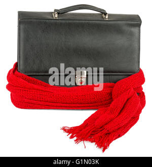 Suitcase with red scarf Stock Photo
