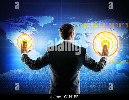 Businessman working with digital virtual screen Stock Photo
