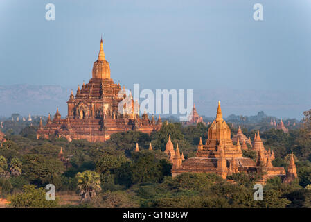 Htilominlo Temple as seen from Pyathada Paya, Bagan, Burma - Myanmar Stock Photo