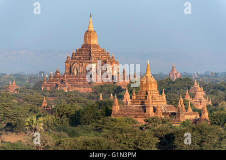 Htilominlo Temple as seen from Pyathada Paya, Bagan, Burma - Myanmar Stock Photo