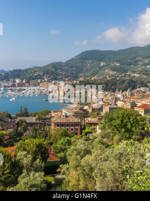 Santa Margherita Ligure, Genoa Province, Liguria, Italy. Overall view of town and bay. Stock Photo