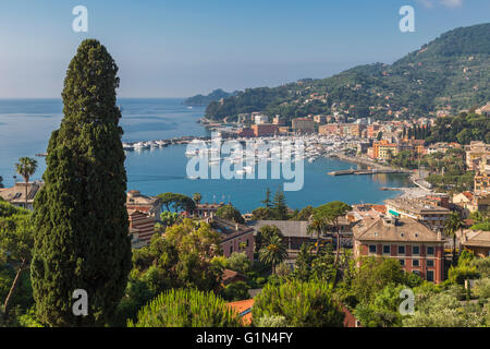 Santa Margherita Ligure, Genoa Province, Liguria, Italy. Overall view of town and bay. Stock Photo