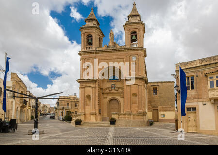 Marsaxlokk Parish Church on Malta island. A place of pilgrimage in the fishing village. Stock Photo