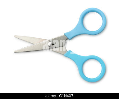 Blue scissors isolated on white Stock Photo