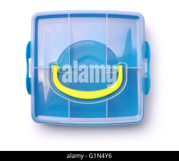 Top view of plastic storage box isolated on white Stock Photo