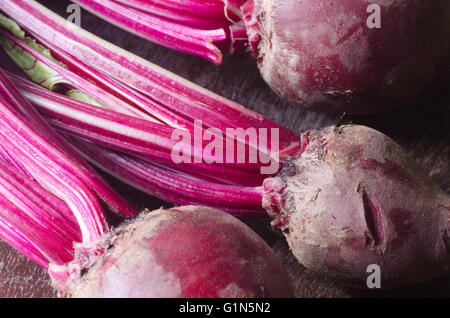 beetroot with herbage  on table Stock Photo
