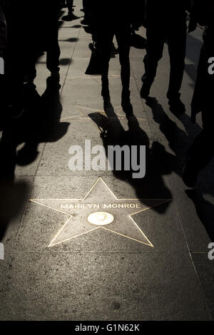 Marilyn Monroe's star on The Walk of Fame, Hollywood Boulevard, Hollywood, Los Angeles, California, USA Stock Photo