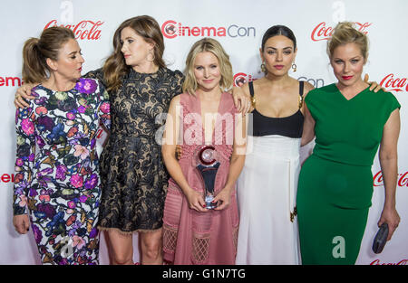 (L-R) Actreses Annie Mumolo , Kathryn Hahn, Kristen Bell, Mila Kunis and Christina Applegate, attend the CinemaCon Stock Photo