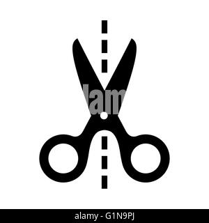 Vector Scissors with cut line isolated on white Stock Photo