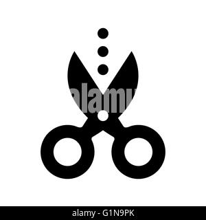 Vector cute scissors with cut line isolated on white Stock Photo