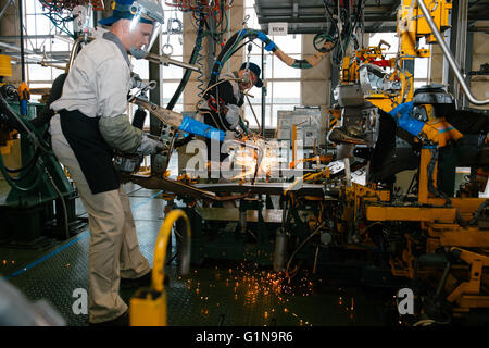 Car Assembly Line. Start Of Product  of LADA Vesta Stock Photo