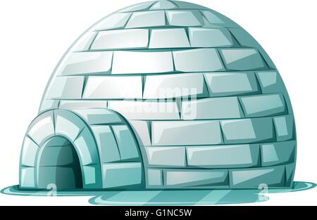 Igloo on icy ground illustration Stock Vector