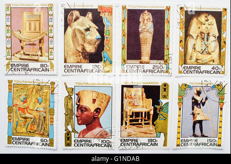 UZHGOROD, UKRAINE - CIRCA MAY, 2016: Collection of postage stamps printed in The Central African Empire, showing the image serie Stock Photo