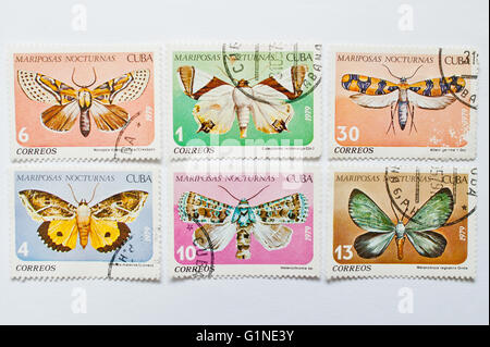 UZHGOROD, UKRAINE - CIRCA MAY, 2016: Collection of postage stamps printed in Cuba, shows different types of butterflies, circa 1 Stock Photo