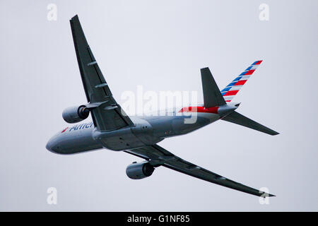 American Airlines takes off from Heathrow Airport. Stock Photo