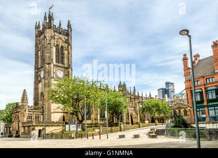Manchester Cathedral located on Victoria Street in central Manchester, England, UK Stock Photo