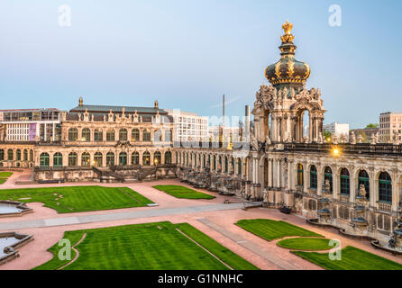 Kronentor (Crown Gate) at Dresden Zwinger Palace at Dusk, Dresden, Saxony, Germany Stock Photo