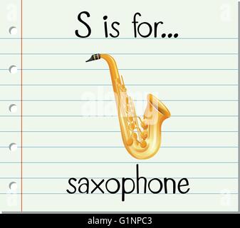 Flashcard letter S is for saxophone illustration Stock Vector