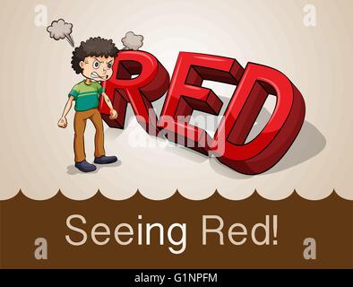 Seeing red idiom concept illustration Stock Vector