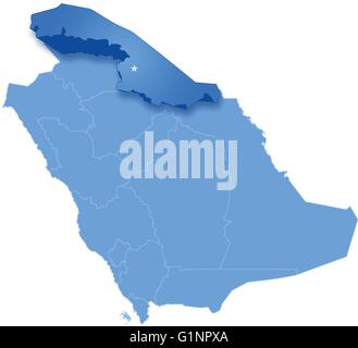 Map of Saudi Arabia, the region Northern Borders is pulled out, isolated on white background Stock Vector