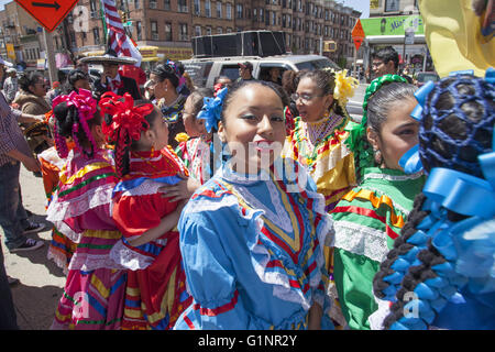 Sunset Park, a Brooklyn neighborhood with many latinos especially Mexicans held its first Mother's Day Parade in 2016 followed by a festival in Sunset Park. Stock Photo