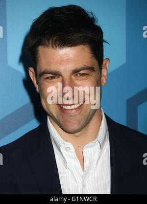 New York, USA. 16th May, 2016. Actor MAX GREENFIELD attends 2016 Fox Upfront Presentation held at Wollman Rink in Central Park. Credit:  Nancy Kaszerman/ZUMA Wire/Alamy Live News Stock Photo