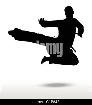 Vector image - karate silhouette, isolated on white background Stock Vector