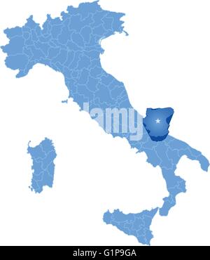 Map of Italy where Foggia province is pulled out, isolated on white background Stock Vector