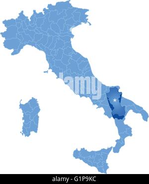 Map of Italy where Potenza province is pulled out, isolated on white background Stock Vector