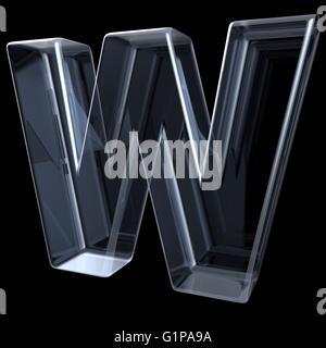 Transparent x-ray letter W. 3D render illustration on black background Stock Photo