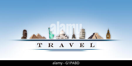 Representation travel with important monuments in the world Stock Photo