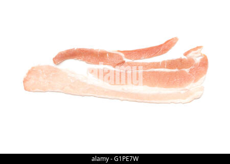 Raw bacon , isolated on white background Stock Photo