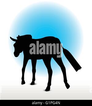 Vector Image, donkey silhouette, in walk pose, isolated on white background Stock Vector