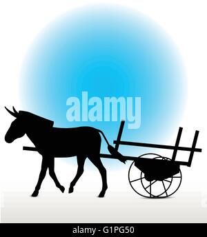 Vector Image, donkey silhouette, in walk pose, isolated on white background Stock Vector