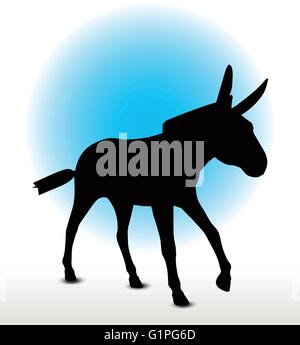 Vector Image, donkey silhouette, in canter pose, isolated on white background Stock Vector