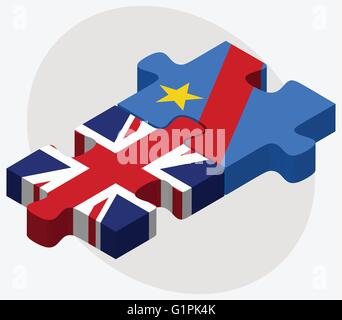 United Kingdom and Democratic Republic Congo Flags in puzzle isolated on white background Stock Vector