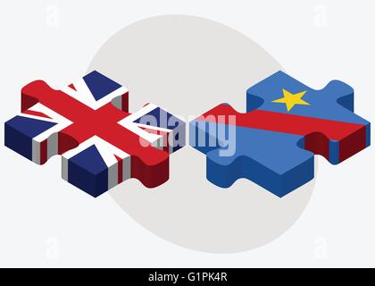 United Kingdom and Democratic Republic Congo Flags in puzzle isolated on white background Stock Vector
