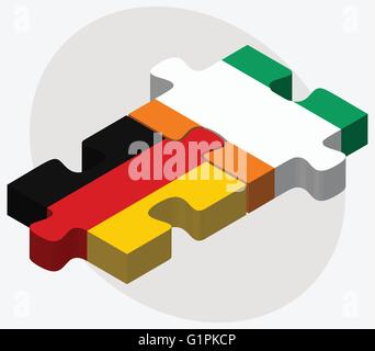 Germany and Cote Divoire Flags in puzzle isolated on white background ...
