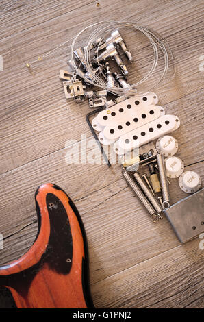 Vintage electric guitar spare parts Stock Photo