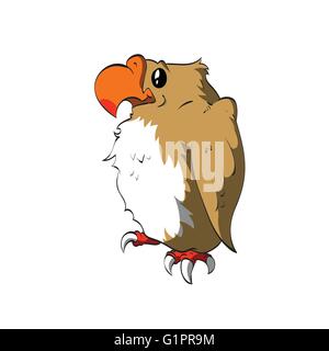 Vector illustration of a tiny cartoon cute eagle. Stock Vector