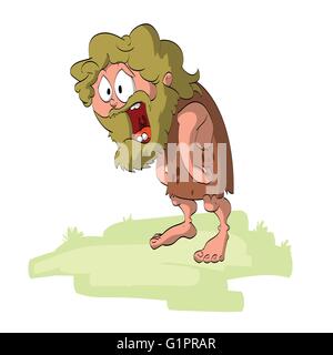 Vector illustration of a surprised cartoon caveman Stock Vector