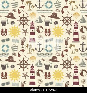 Sea themed seamless pattern 2 Stock Vector